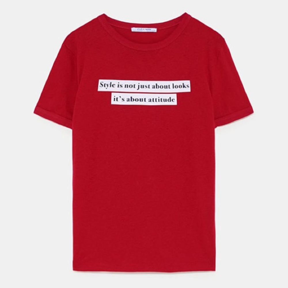 ZARA Red Tee with Lettering